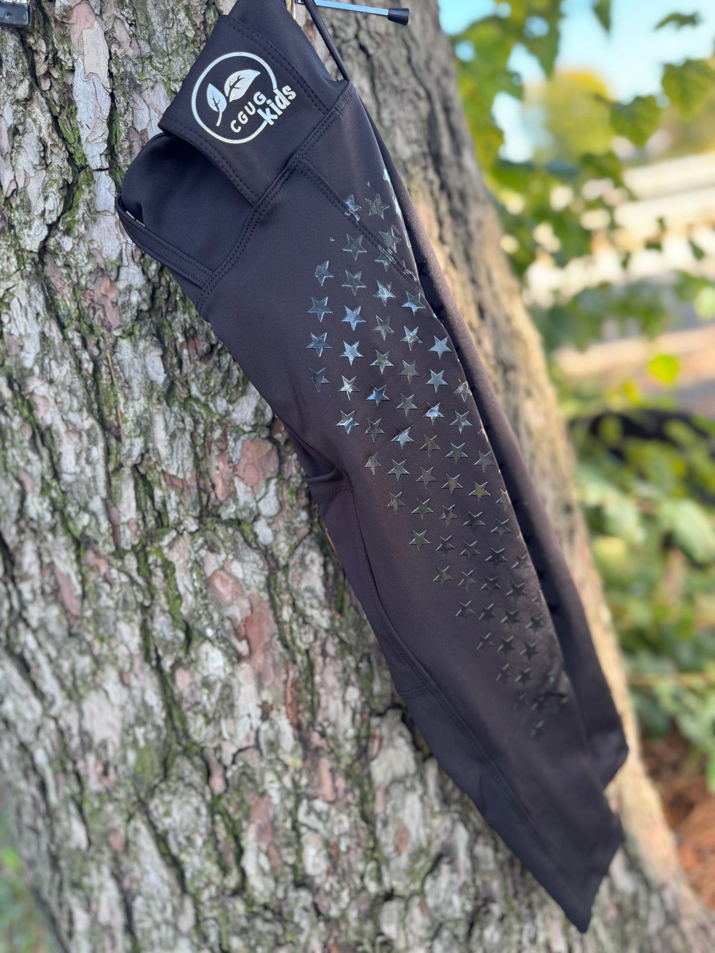 CGUG Kids Black Deep Pocket Riding Tights/Breeches