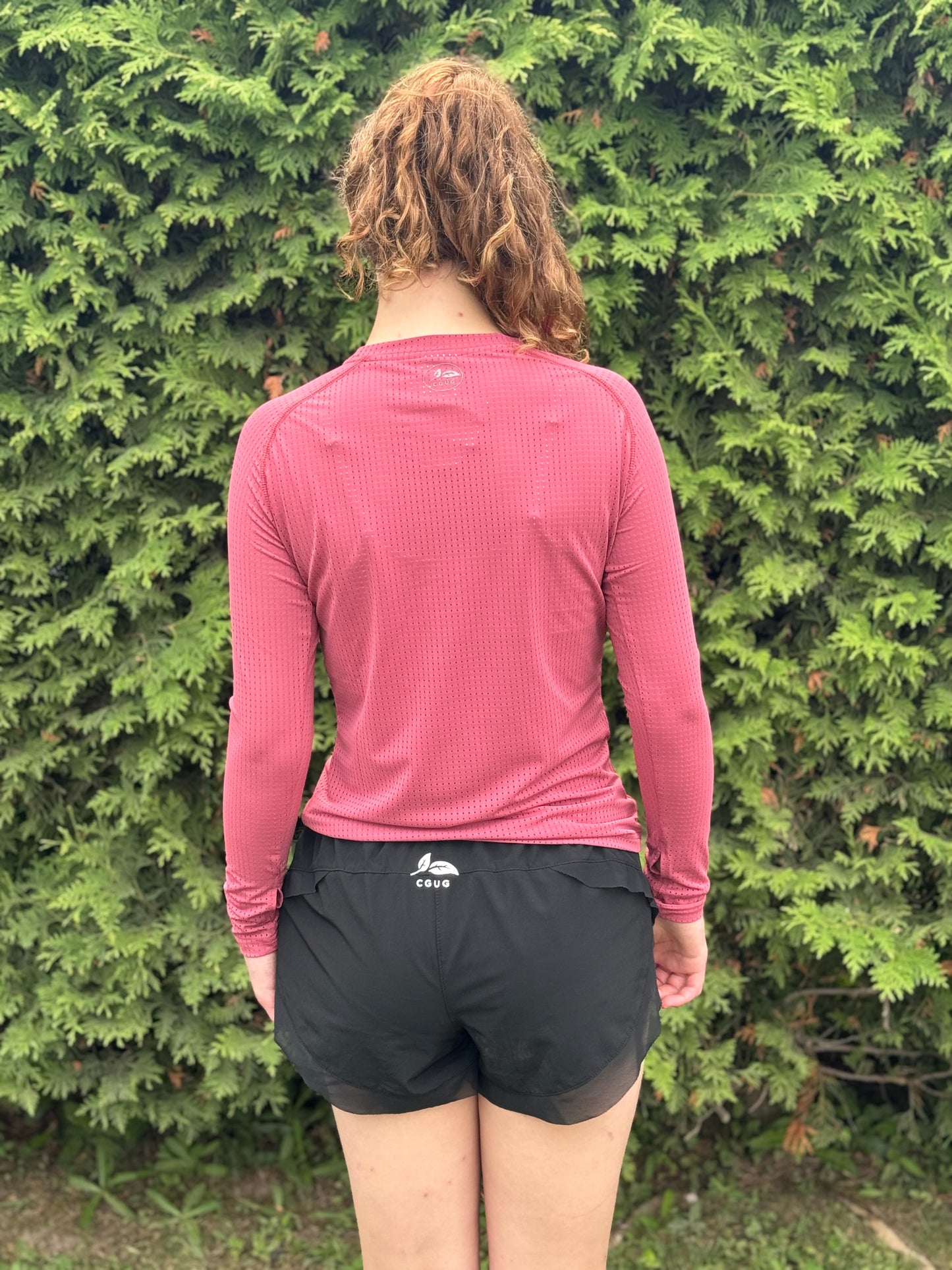 Raspberry Perforated Long Sleeves