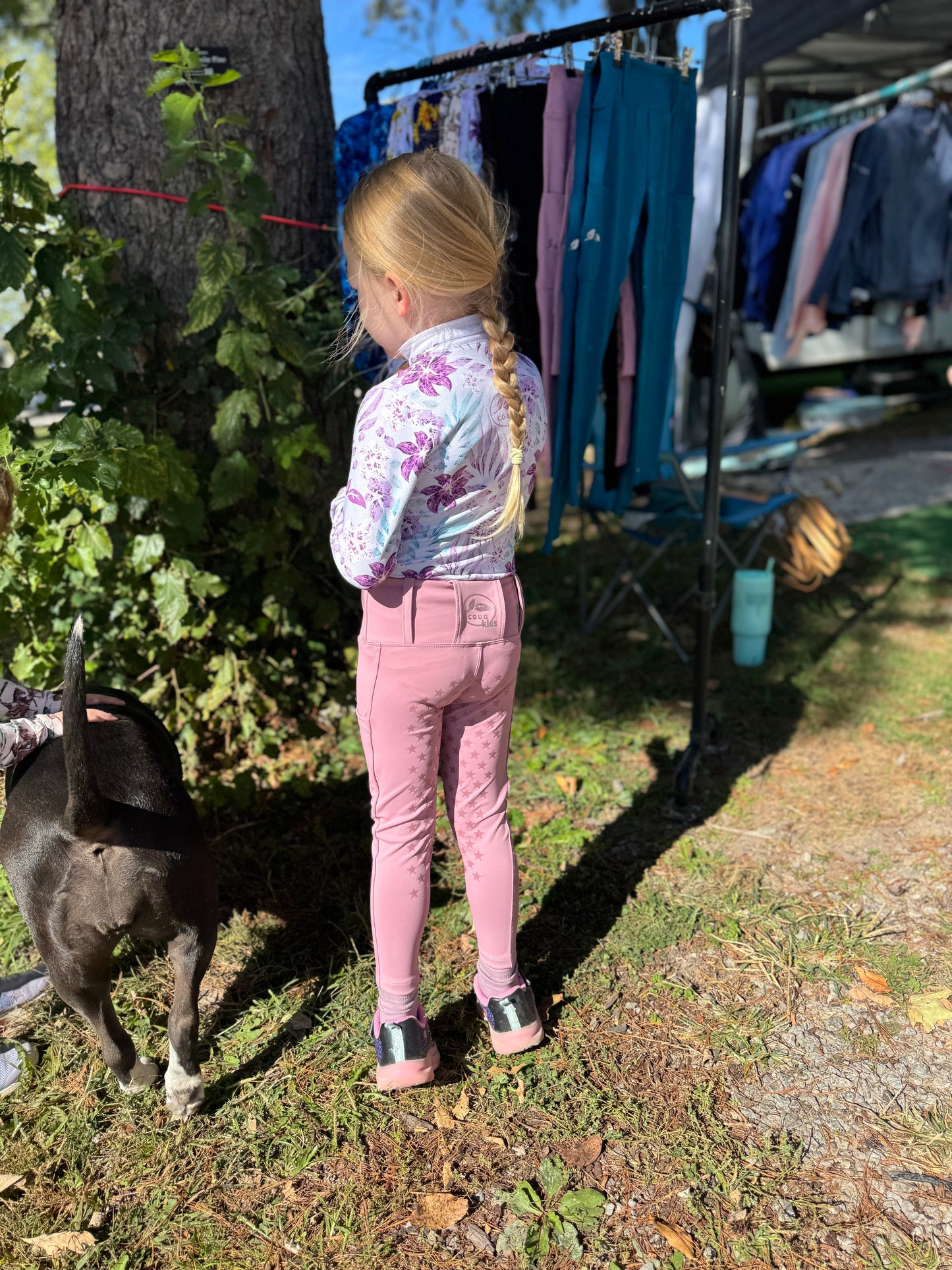 CGUG Kids Pink Pony Club Deep Pocket Riding Tights/Breeches
