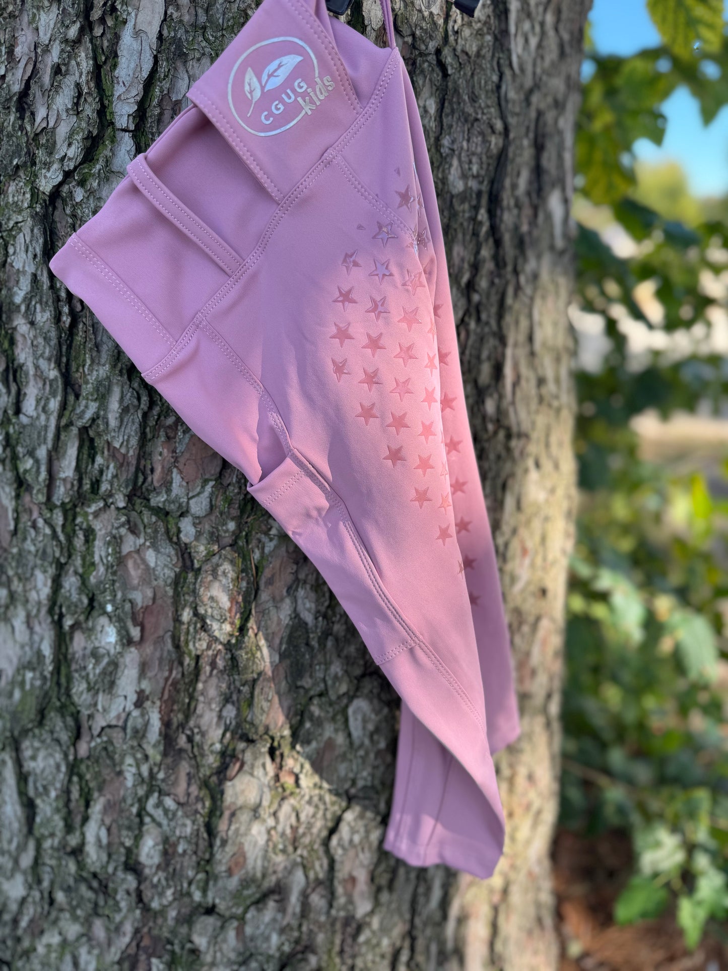CGUG Kids Pink Pony Club Deep Pocket Riding Tights/Breeches