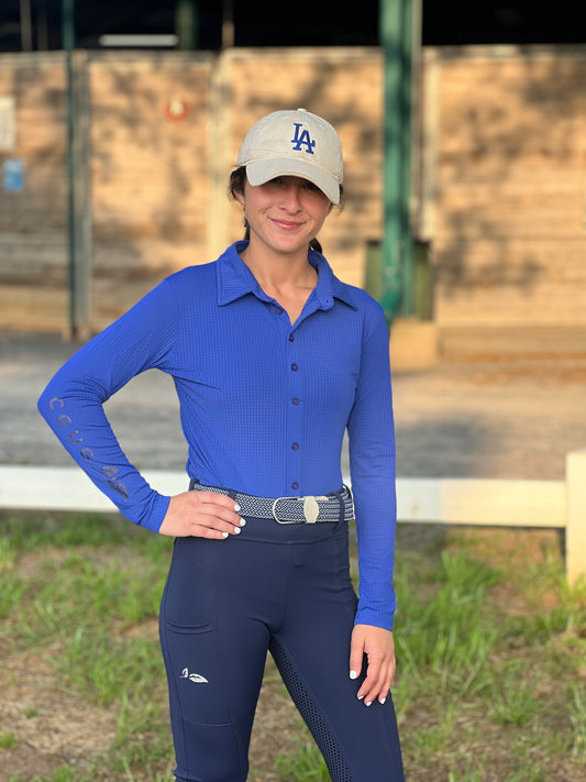 Royal Blue Perforated Western Show Shirts