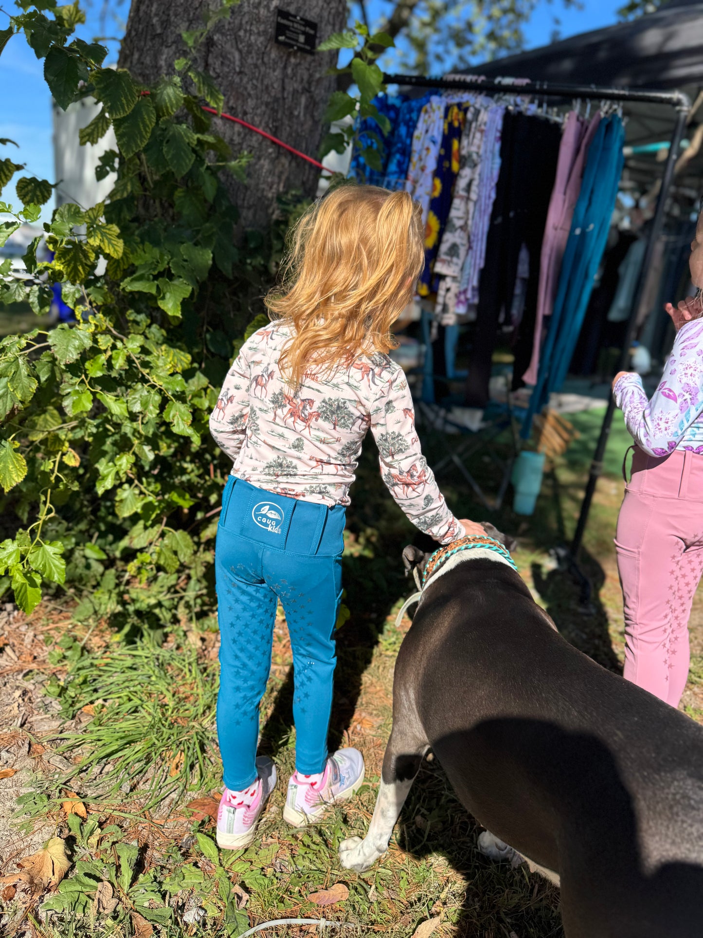 CGUG Kids Turquoise Deep Pocket Riding Tights/Breeches