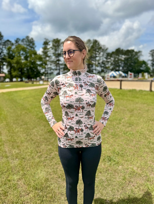 Classical Equestrian Micro-Perforated 1/4 Zip
