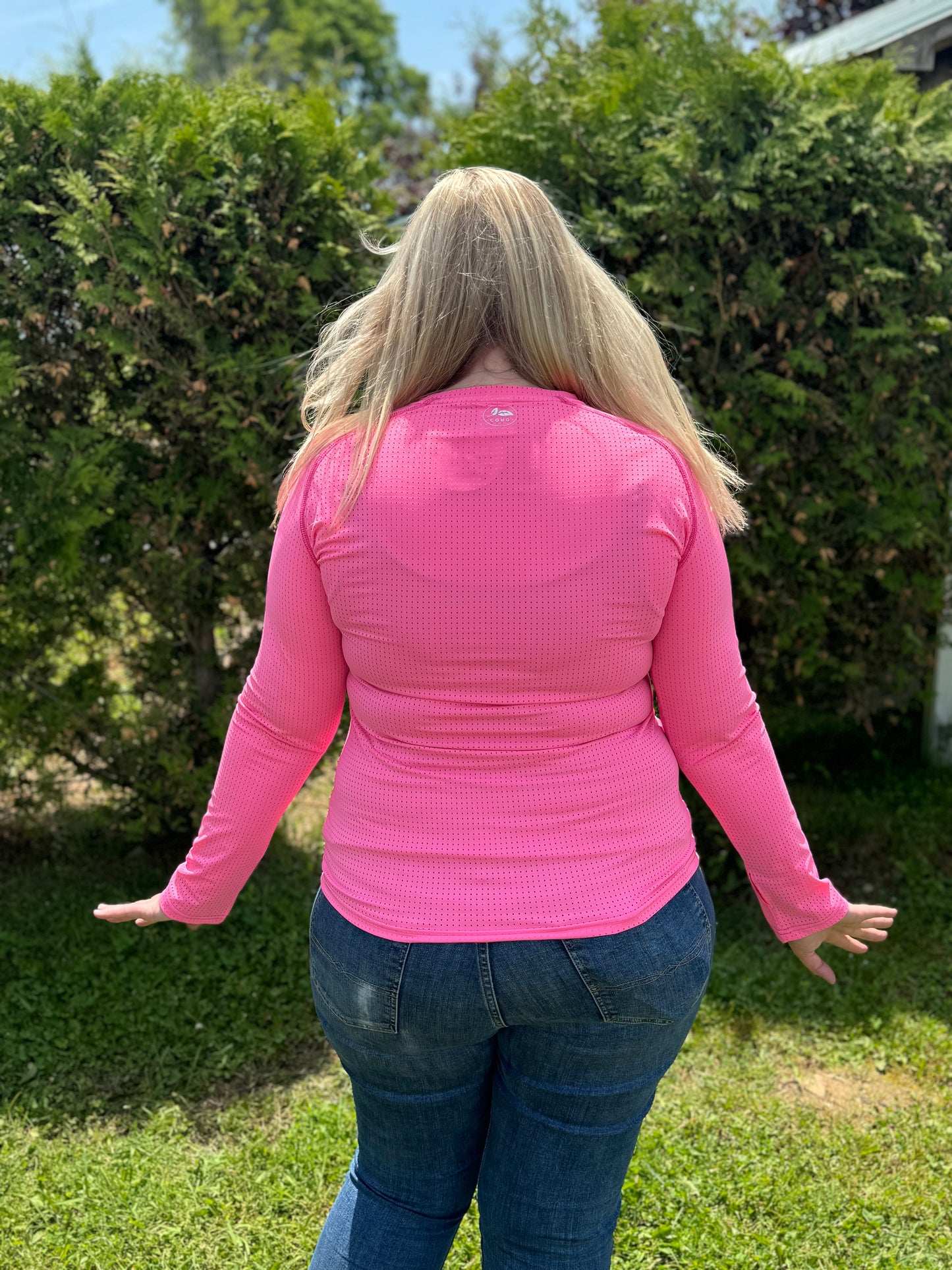Poppin' Pink Perforated Long Sleeve