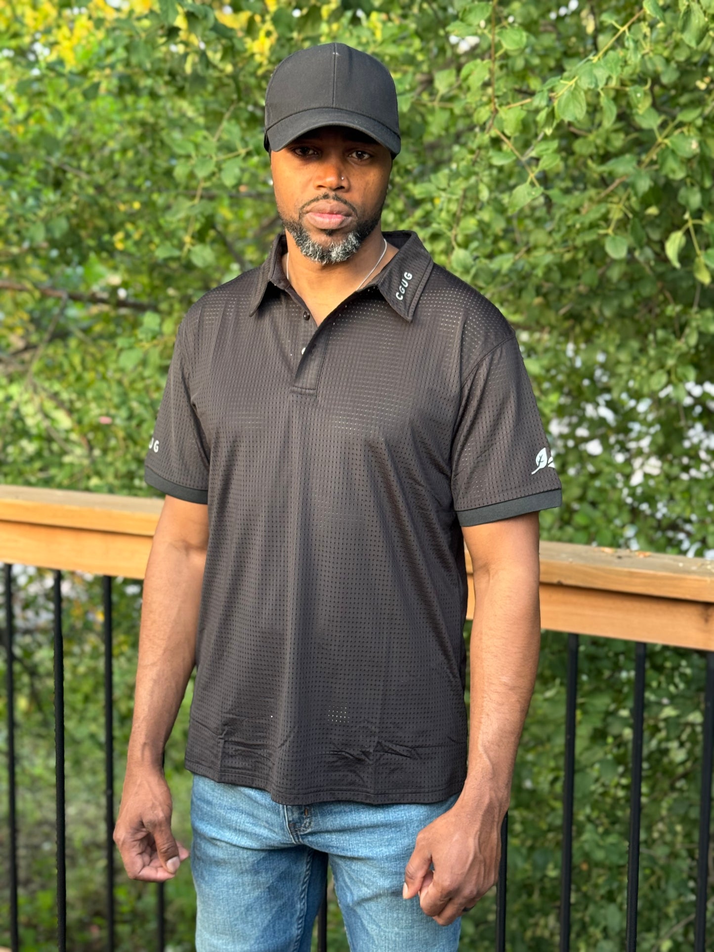 Classic Black Men’s Perforated Polo