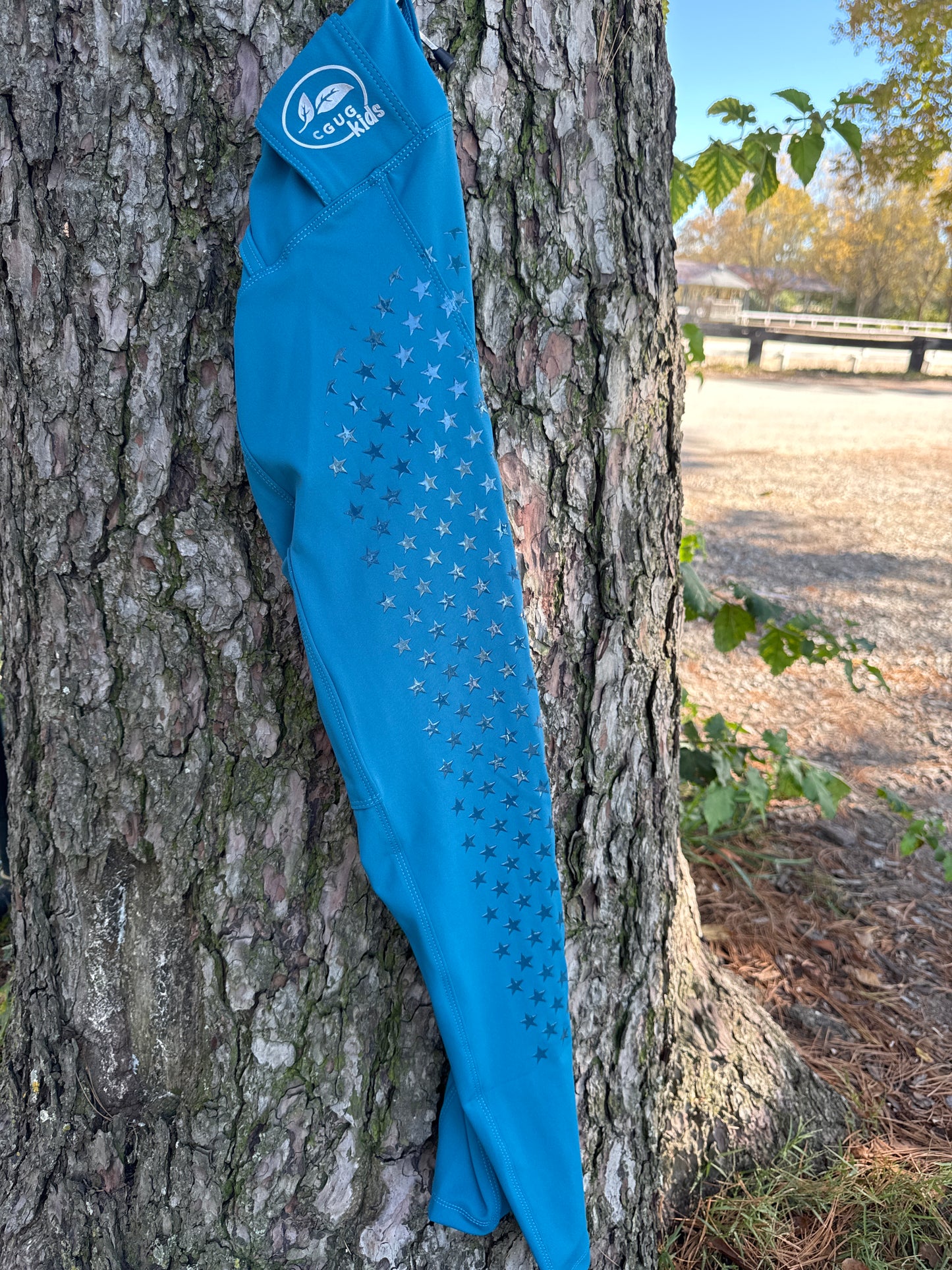 CGUG Kids Turquoise Deep Pocket Riding Tights/Breeches