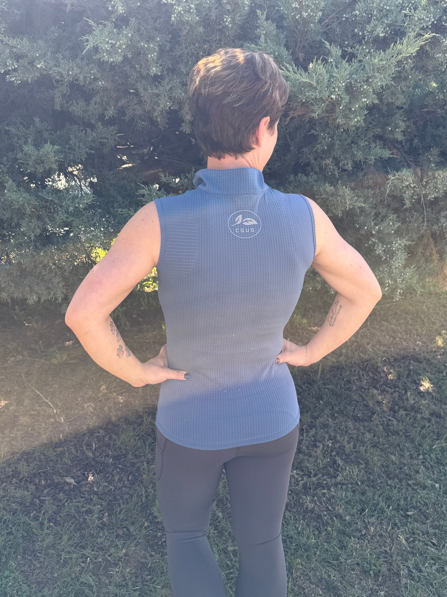 Blue Perforated Sleeveless Tennis Shirt