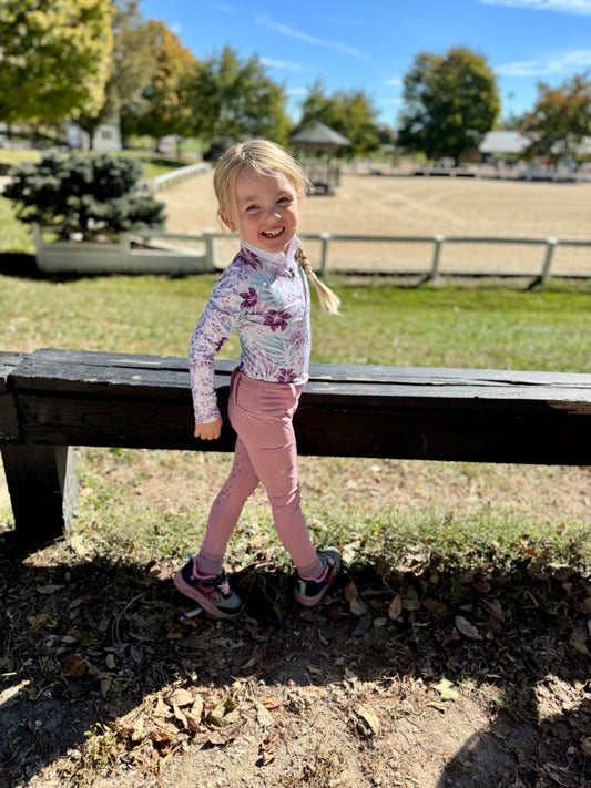 CGUG Kids Pink Pony Club Deep Pocket Riding Tights/Breeches