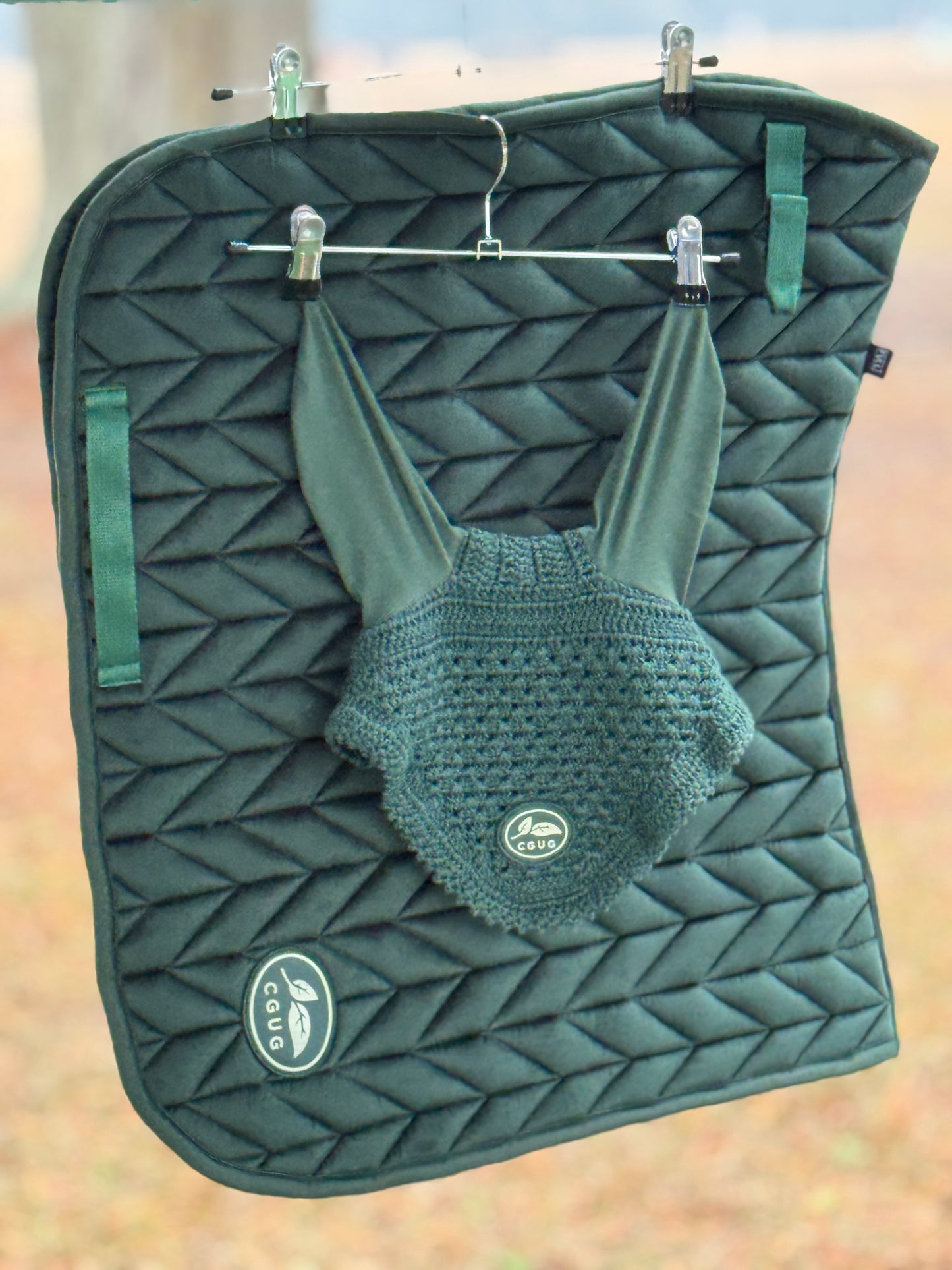 Emerald Velour Saddle Pad Set (Plain)