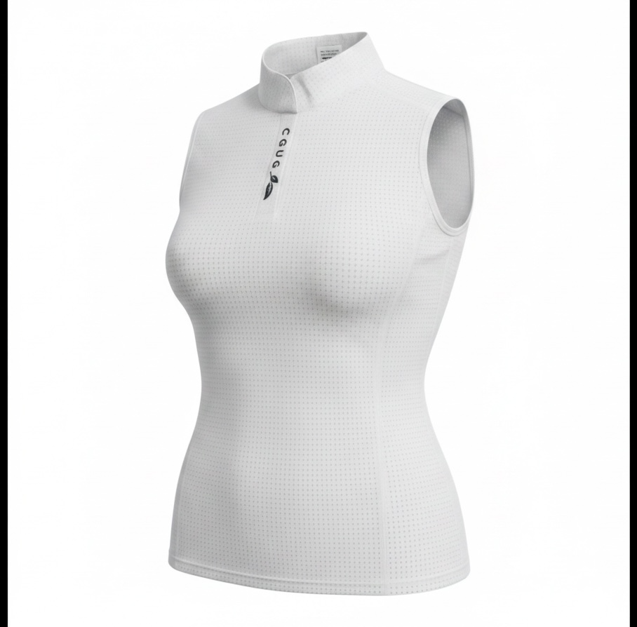 White Perforated Sleeveless Tennis Shirt