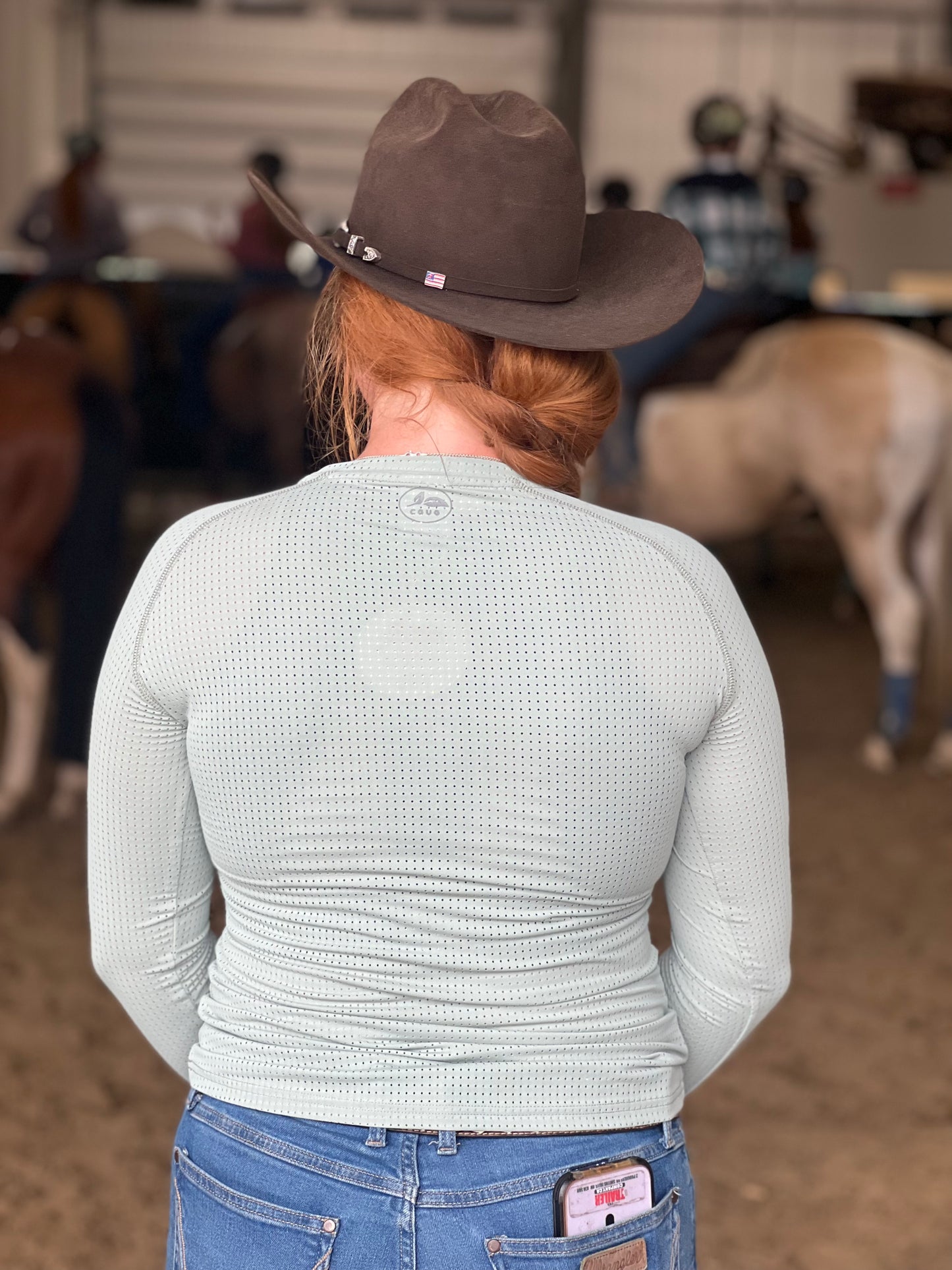 Minty Green Perforated Long Sleeves