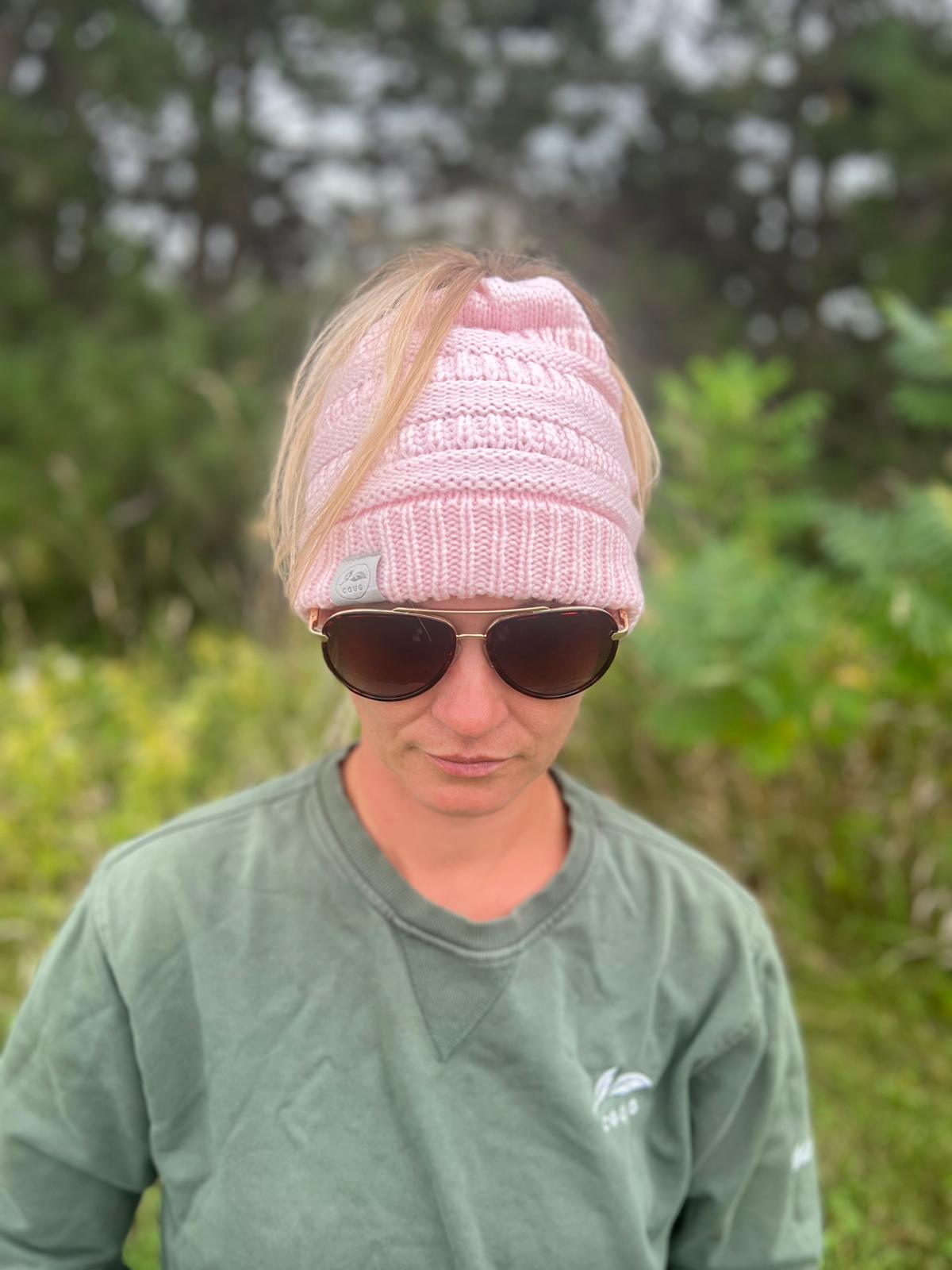 Baby Pink Messy Bun Hat