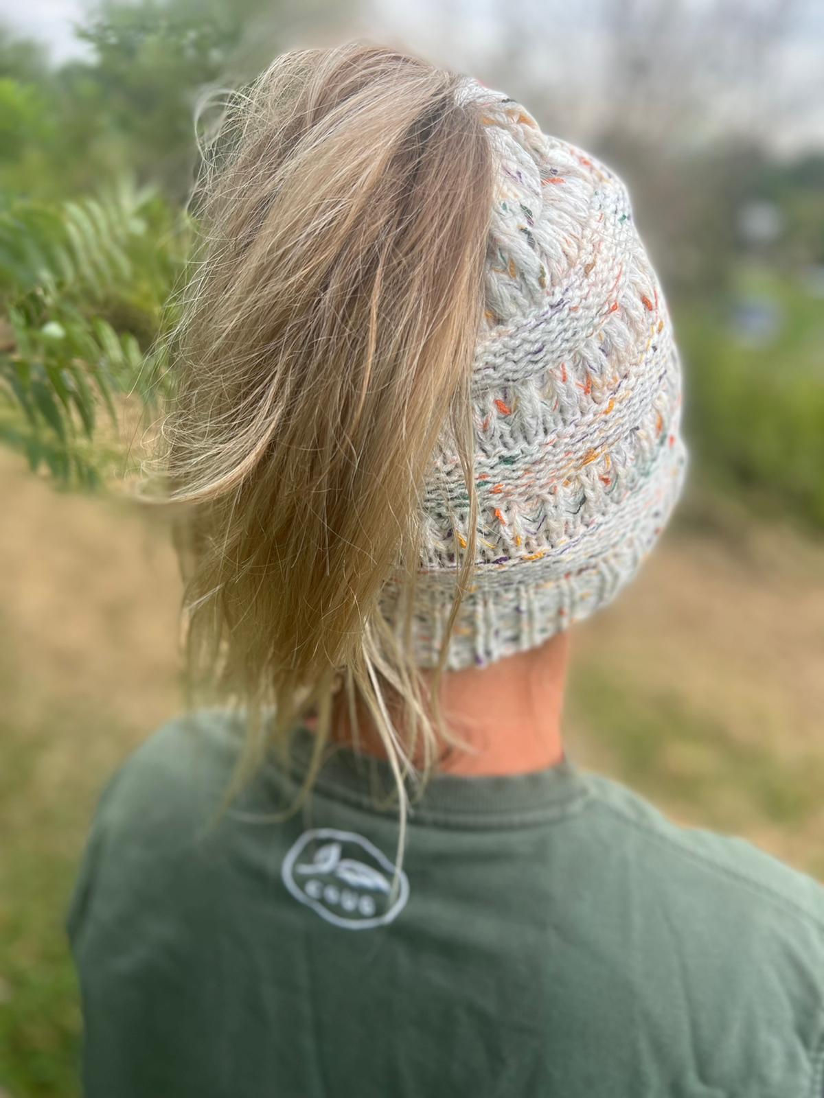 Vanilla Rainbow Messy Bun Hat