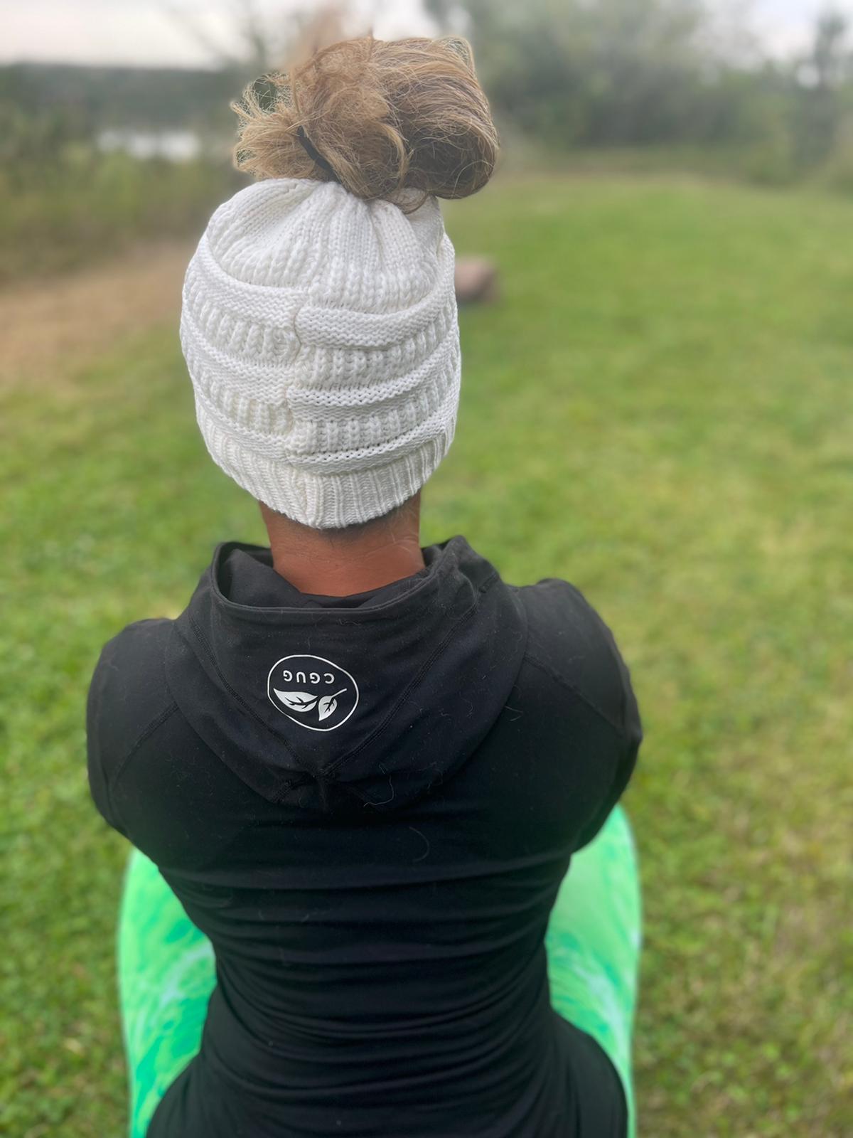 White Messy Bun Hat