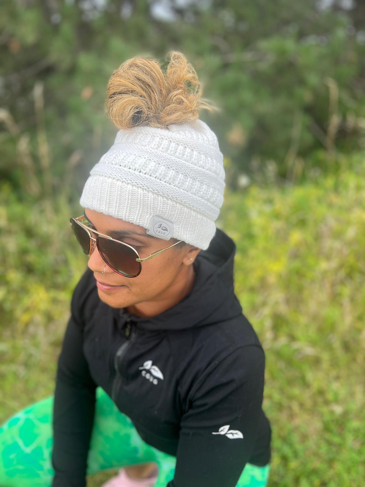 White Messy Bun Hat
