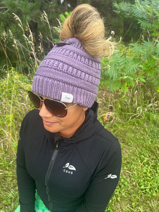 Mauve Messy Bun Hat