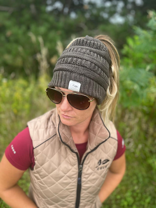 Charcoal Grey Messy Bun Hat