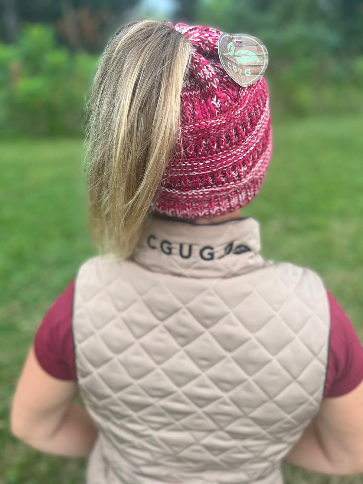 Raspberry Mix Messy Bun Hat