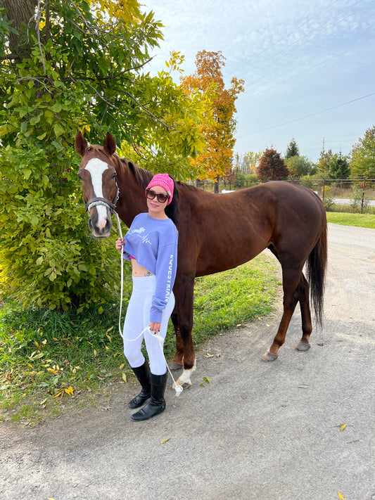 Lavender Equestrian Hoofbeat Cropped Crew