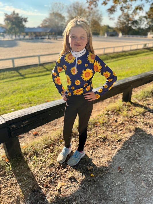 CGUG Kids Black Deep Pocket Riding Tights/Breeches