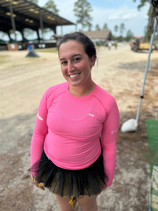 Poppin' Pink Perforated Long Sleeve