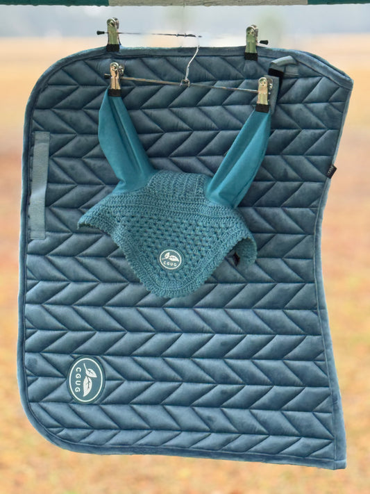 Sky Blue Velour Saddle Pad Set (Plain)