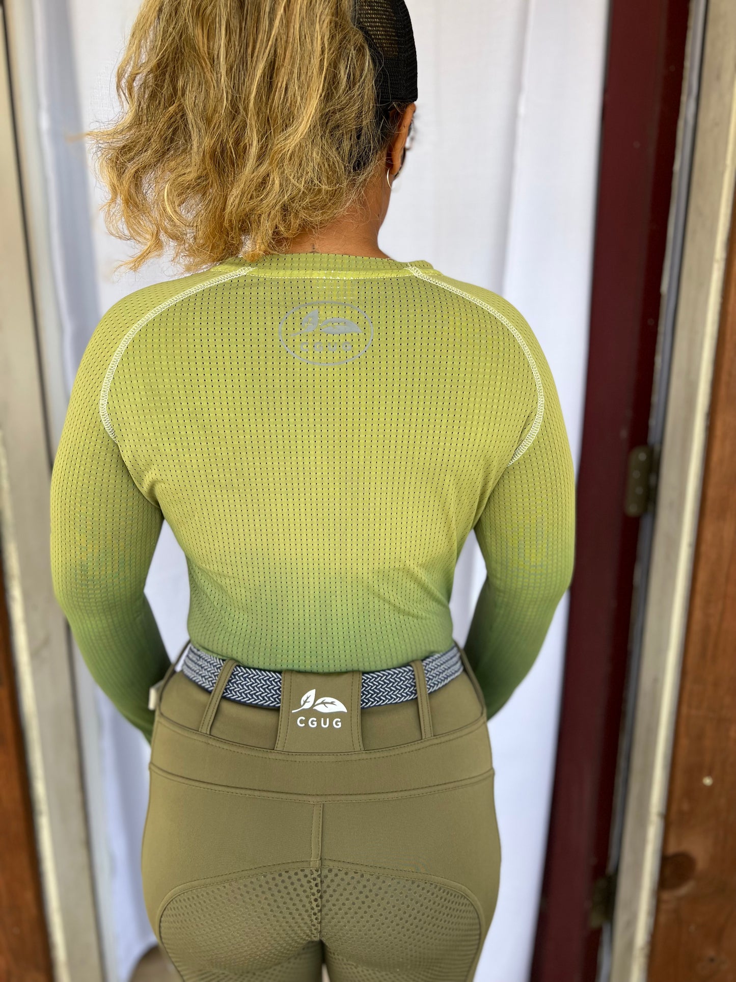 Green Ombre Perforated Long Sleeves