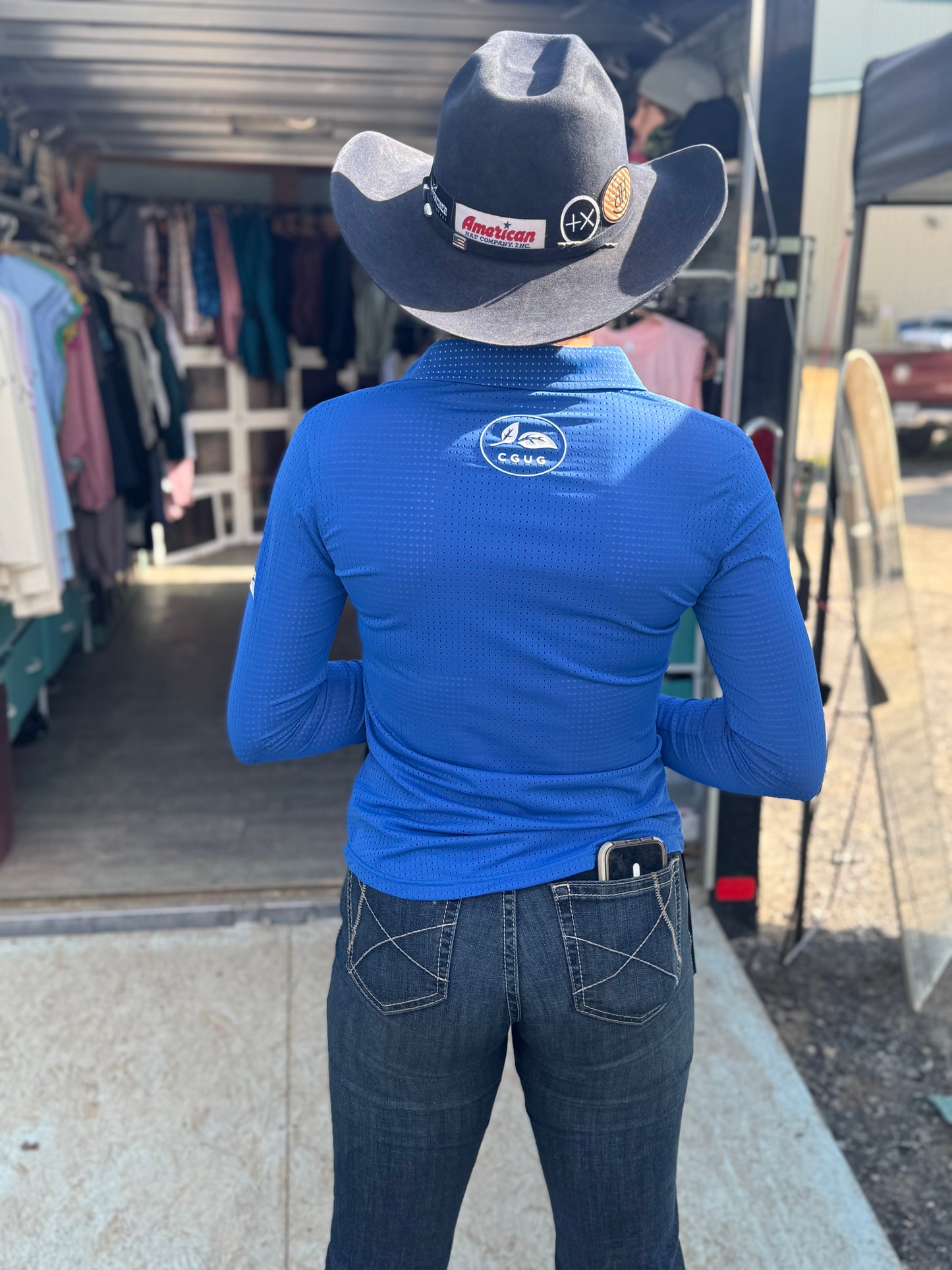 Royal Blue Perforated Western Show Shirts