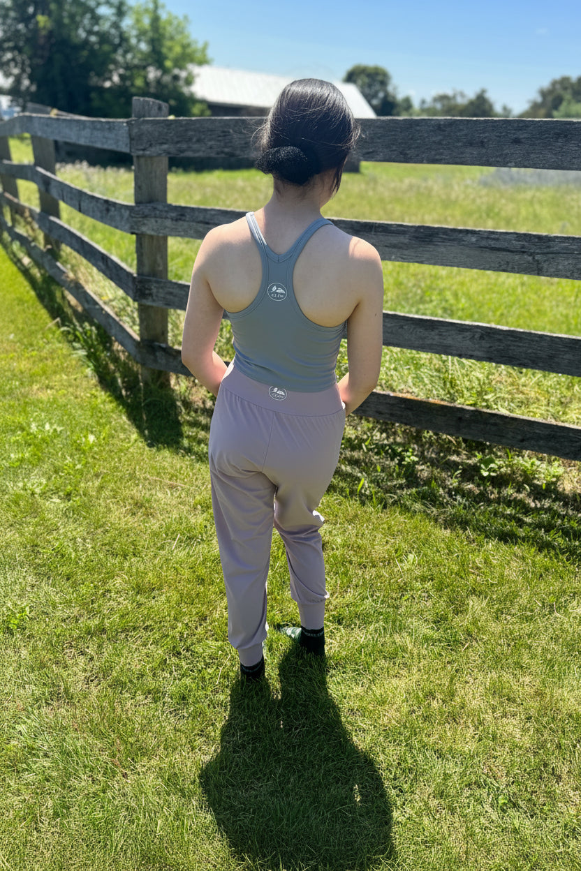 Pebble grey 2-in-1 Cropped Tank