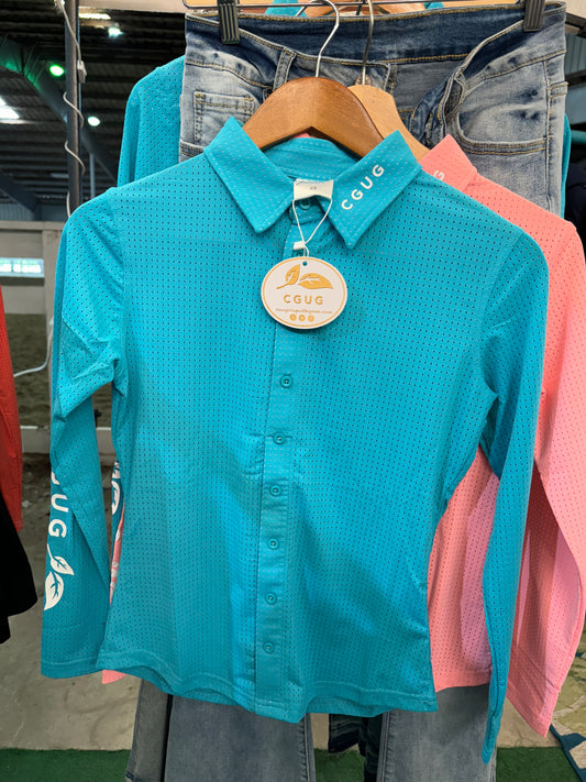 Spurring Blue Perforated Western Show Shirts