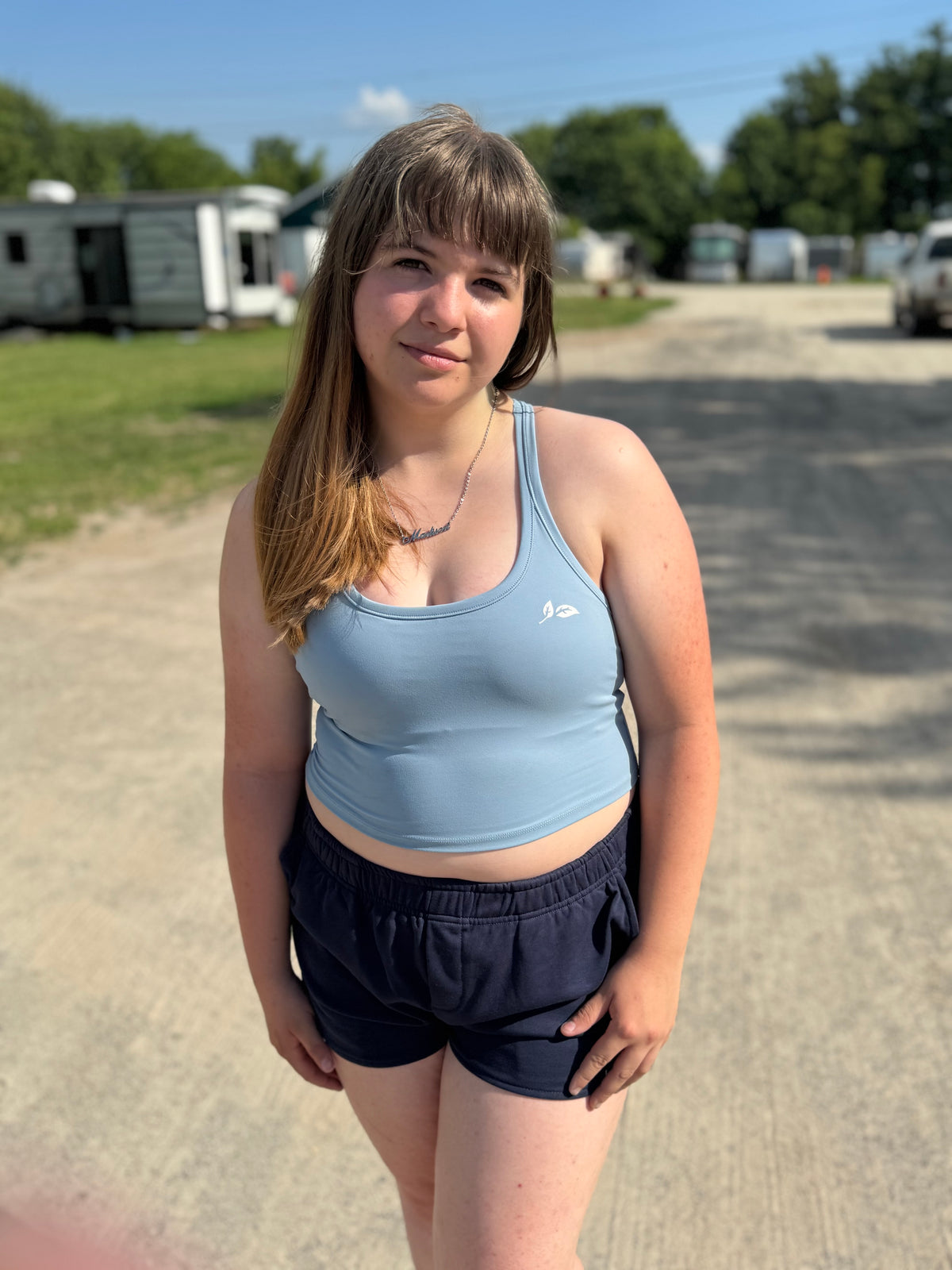 Sky Blue 2-in-1 Cropped Tank