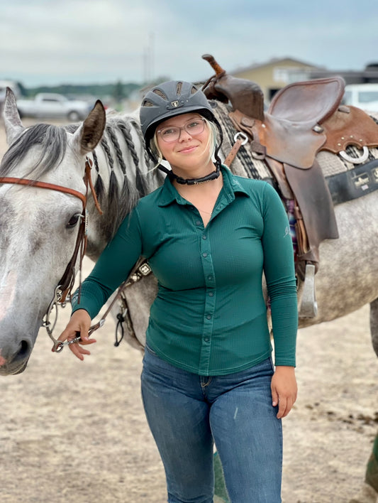 Hunter Green Perforated Western Show Shirts