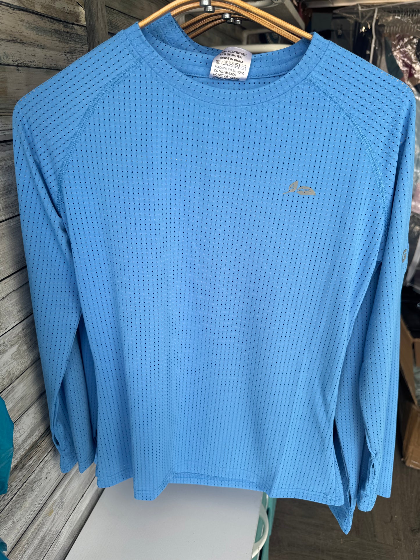 Blue Roses Perforated Long Sleeve