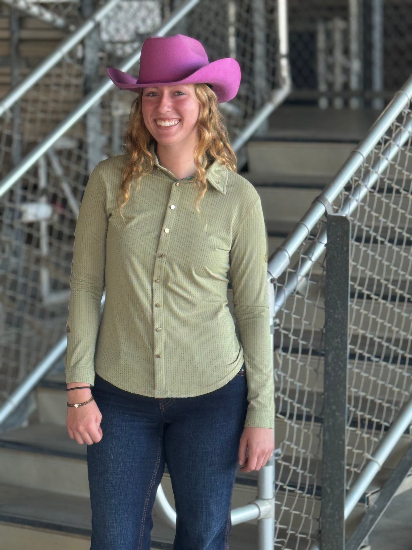 Wasabi Perforated Western Show Shirt