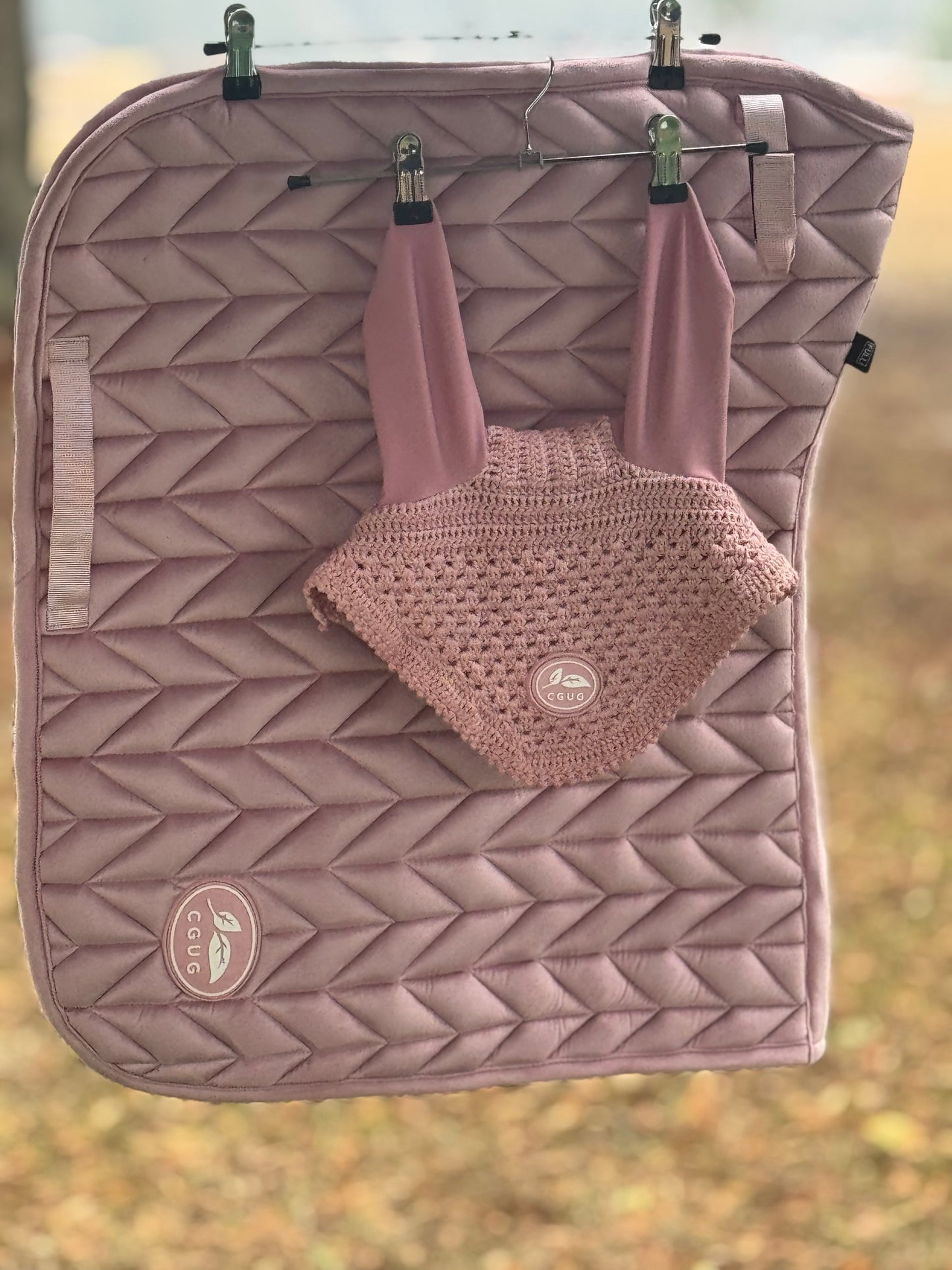 Powder Pink Velour Saddle Pad Set (Plain)