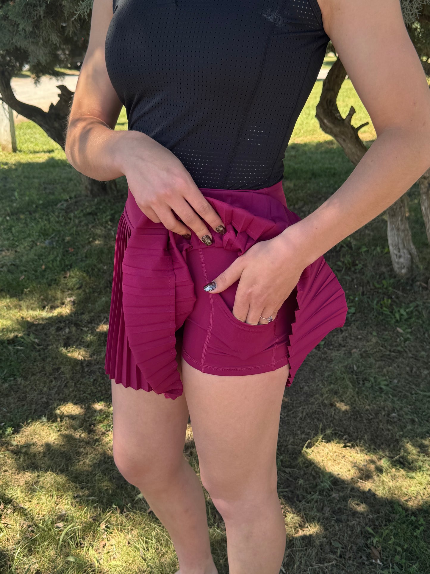 Maroon Ruffle Skort w/ Pockets