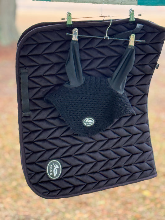 Black Velour Saddle Pad Set (Plain)