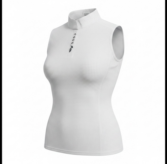 White Perforated Sleeveless Tennis Shirt