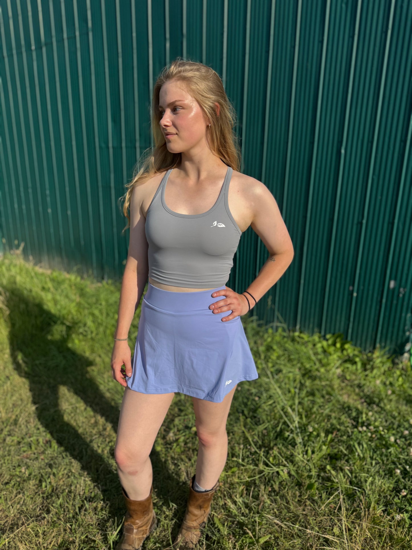 Grey 2-in-1 Cropped Tank