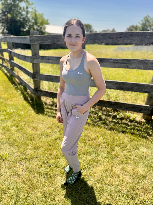 Pebble grey 2-in-1 Cropped Tank