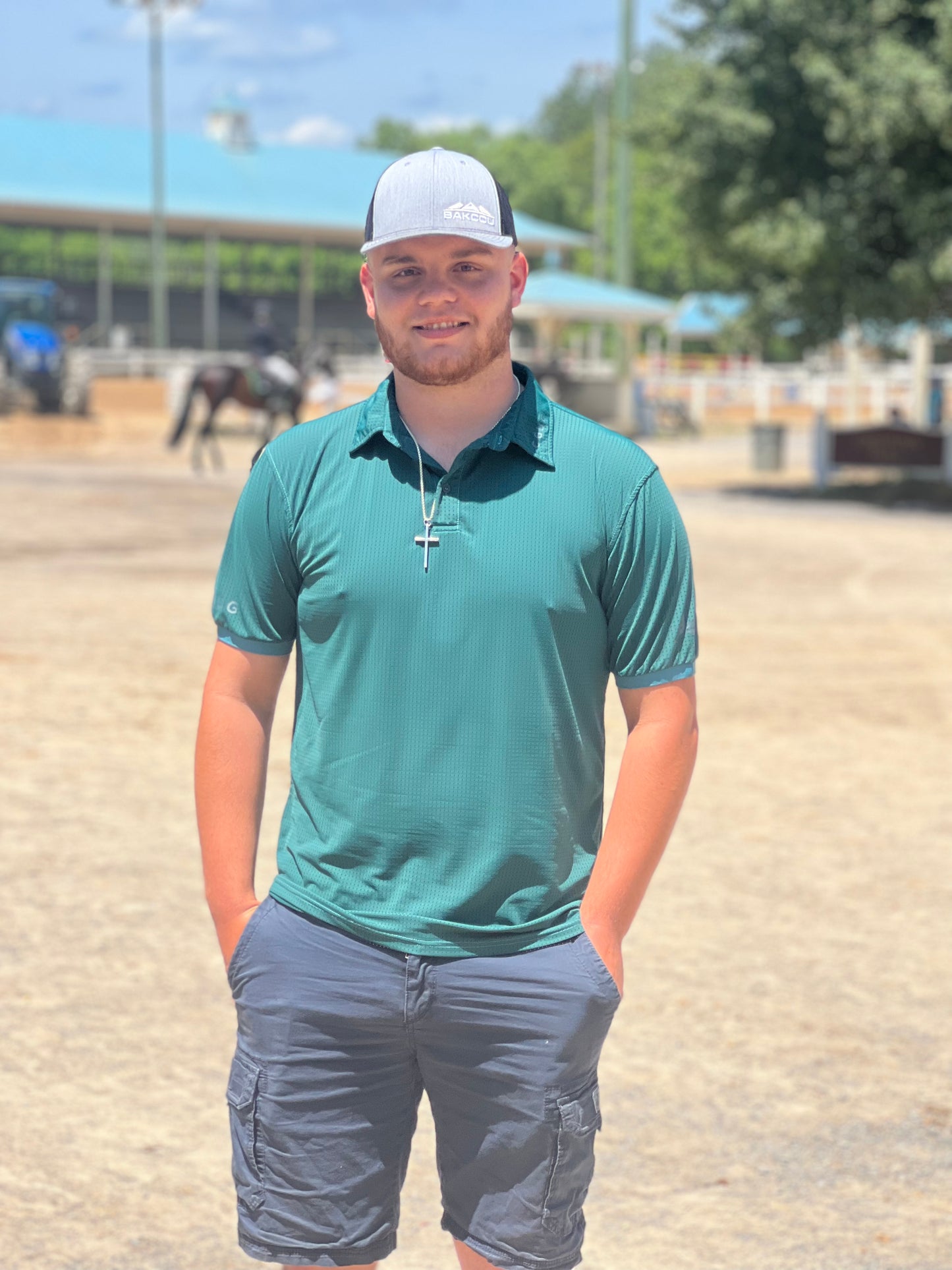 Hunter Green Men’s Perforated Polos