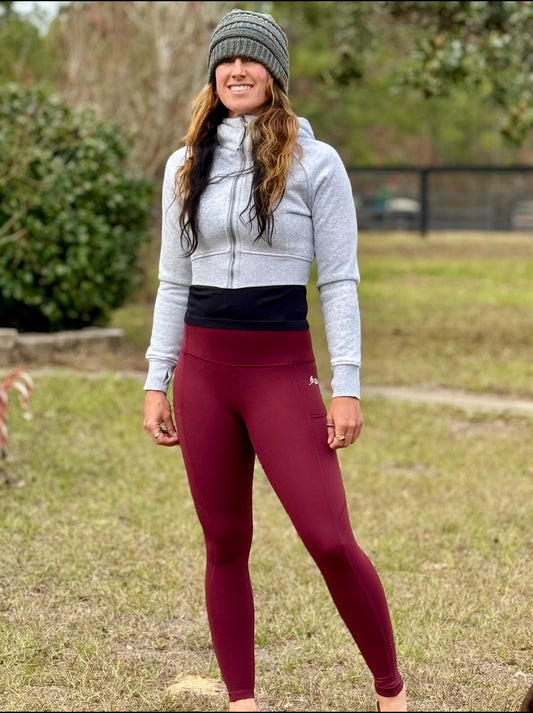 Cabernet Rouge High Rise Leggings w/ Pockets