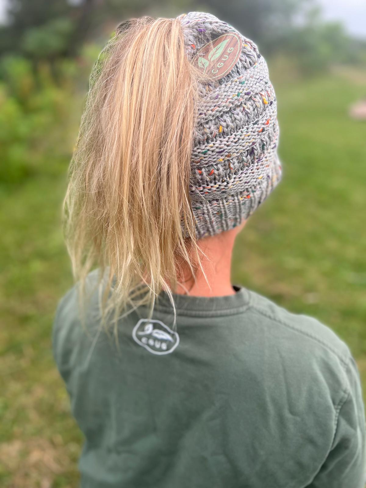 Cloudy but Bright Messy Bun Hat