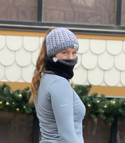 Alice Blue Soft Knit Ponytail Beanie