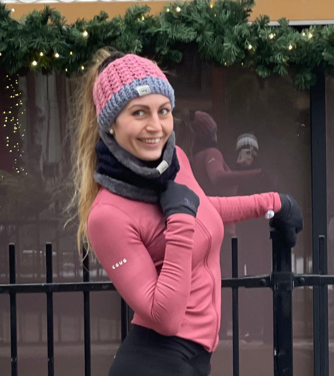 Pink Punch Soft Knit Ponytail Beanie