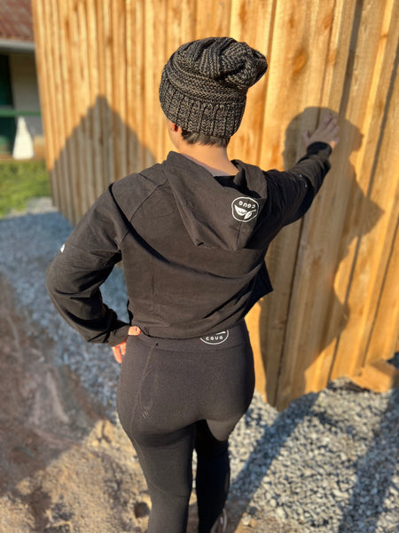 Black Oversized Cropped Hoodie