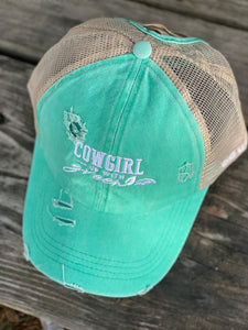 Signature Turquoise Crisscross Ponytail Ball Cap