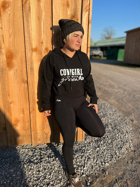 Black Oversized Cropped Hoodie